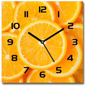 Sklenené hodiny štvorec Plátky pomarančov pl_zsk_30x30_c-f_82046808