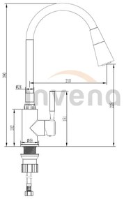 Invena Pogo, vysoká drezová batéria 2-funkčná, čierna-chróm, INV-BZ-80-L04-L