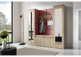 Predsieňová stena AMI 31 So zrkadlom Dub sonoma Tmavo ružová