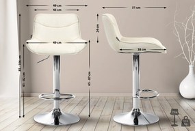 2x Barová stolička Vonore - látka, chróm - Krémová