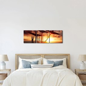 Obraz - Staroveká pirátska loď (s hodinami) (90x30 cm)