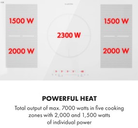 Klarstein Delicatessa 90 Flex, vstavaná indukčná varná doska, 7400 W, 5 zón, samostatná