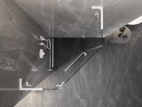 Mexen Lunar, L päťuholníkový sprchový kút naklápací doľava 100 x 100 cm, 8mm číre sklo, biely profil, 831L-100L-100P-20-00-L