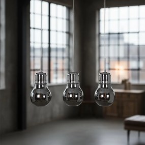 Závesné svietidlo Bulb 3, chrómové telo svietidla, ch