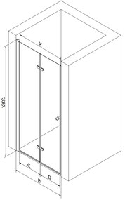 Mexen LIMA sprchové skladacie dvere ku sprchovému kútu 90 cm, šedá, 856-090-000-01-40