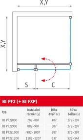 Roth Štvorcový alebo obdĺžnikový sprchovací kút BI PF2+BI FXP - bez vaničky ROTH-Variant: šírka dverí: 100 cm, šírka pevnej steny: 90 cm - (BI PF2/10…
