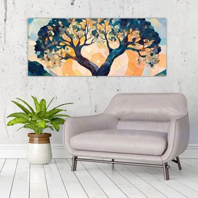 Obraz – Mozaika – slnko a strom II. (120x50 cm)