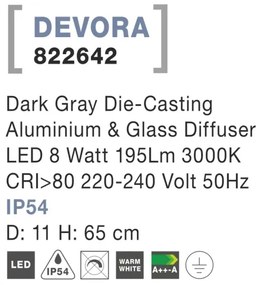 Vonkajšie LED lampa Devora A 11 tmavo sivé