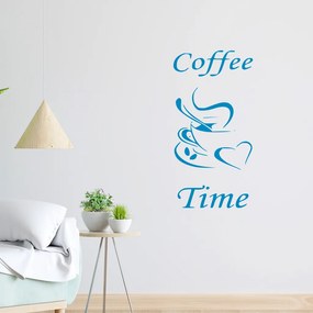 Veselá Stena Samolepka Coffee time Farba: modrá, Veľkosť: 100 x 50 cm