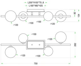 Wofi 7014-405W - LED Prisadený luster VILLA 4xG9/3W/230V čierna