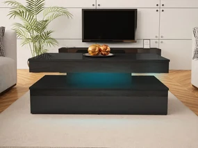 Konferenčný stolík Lestirola s LED osvetlením, Farba: biela / biely lesk
