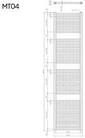 Mereo, Vykurovací rebrík 450x1850 mm, rovný, biely, MER-MT04