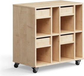 Študentská úložná skrinka CASPER, 4 zásuvky, 8 priehradiek, breza