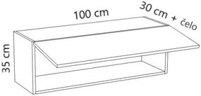 Závesná skrinka MODERN - 100x30x35 cm - biela lesklá - push to open