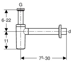 GEBERIT zápachová uzávierka s ponornou rúrou pre umývadlo, s ventilovou rozetou, vodorovný odtok priemer 40 mm, G 1 1/4, alpská biela, 151.035.11.1