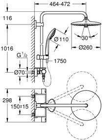 GROHE 26403001 - Sprchový systém VITALIO JOY 260 450 mm lesklý chróm
