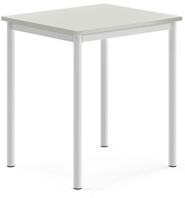 Stôl SONITUS, 700x600x760 mm, HPL - šedá, biela