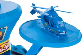 Garáž policajnej stanice, 3 poschodia s výťahom, autá + vrtuľník, 74 kusov