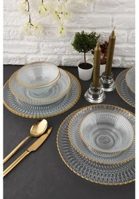 Jedálenská súprava 12 ks číra/zlatá/sklo