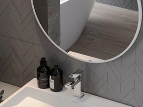 Mexen Loft okrúhle kúpeľňové zrkadlo 50 cm, biely rám - 9850-050-050-000-20