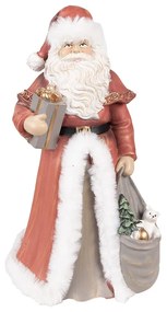 Vianočné dekorácie socha Santa v červenom as darčekmi - 16*16*31 cm