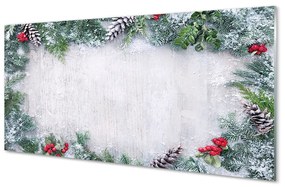 Obraz na akrylátovom skle Snehové šišky, vetvičky 140x70 cm