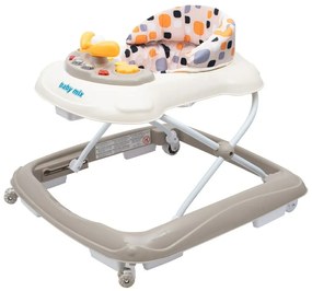 Detské chodítko Baby Mix s volantom a silikónovými kolieskami beige