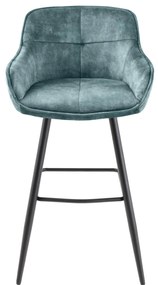 Barová stolička Euphoria 100cm benzínová zamatová lakťová opierka
