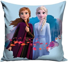 Obojstranný vankúš Ľadové kráľovstvo – Frozen – motív Anna &amp; Elsa - 38 x 38 cm