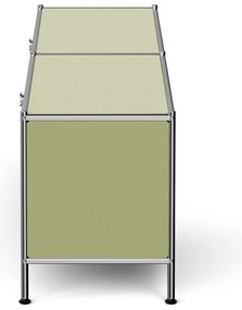Nízky kovový stolík »CN3« s priehradkami, pistáciová