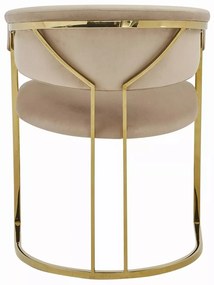 Sametové jídelní křeslo Tulipe béžové/zlaté