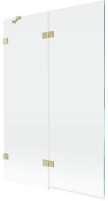 Mexen Lunar, 2-krídlová vaňová zástena ľavá 120 x 150 cm, číre sklo, zlatá matná, 897-120-100-55-00-L