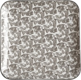 Mocca porcelánový hranatý tanier s ornamentami Arés Mocca - 20*20*2cm