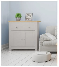 Nízka komoda v dekore duba v sivo-prírodnej farbe 79x81 cm Emerald – Støraa