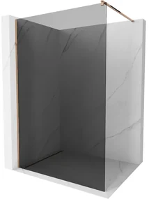 Mexen Kioto, sprchová zástena 130x200 cm, 8mm šedé sklo, profil ružové zlato, 800-130-101-60-40