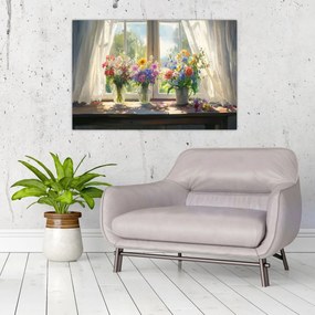 Obraz - Kytica pri okne (90x60 cm)
