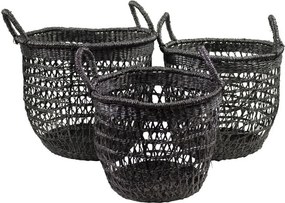 3 ks pletených košíkov Quentin - 35 * 35 * 30cm / 32 * 32 * 27cm / 28 * 28 * 26cm