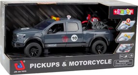 LEAN Toys Auto Pickup s motorom Svetlá Zvuk Sivá 1:12
