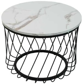 Konferenčný Stolík Pmc-Ct2516-2 Biely Mramor/Čierna