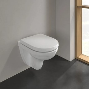 VILLEROY &amp; BOCH O.novo Compact Combi-Pack, závesné WC s DirectFlush + WC sedátko s poklopom, s QuickRelease a Softclosing, biela alpská, s povrchom CeramicPlus, 5688HRR1