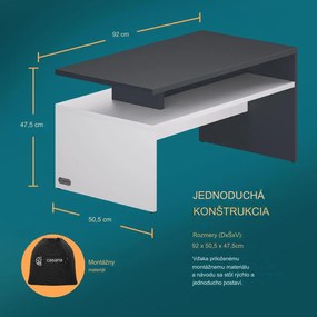 InternetovaZahrada Konferenčný stolík Sacramento 92x50x47cm - biely/antracit
