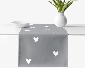 Goldea behúň na stôl 100% bavlnené plátno - srdiečka na sivom 50x180 cm