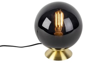 Art Deco stolová lampa mosadz s čiernym sklom - Pallon
