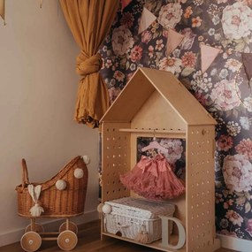 Tapeta kytica kvetov tmavá 280x100 cm