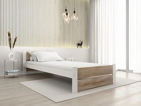 Posteľ IKAROS DOUBLE 90 x 200 cm, biela/dub sonoma Rošt: S lamelovým roštom, Matrac: Bez matraca