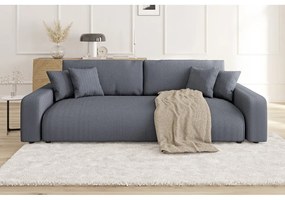 Tmavosivá menčestrová rozkladacia/s úložným priestorom pohovka 234 cm Sara – Ropez