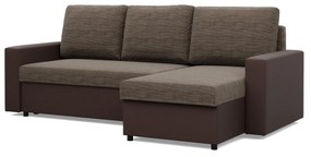 Rohová rozkladacia sedacia súprava LUNA Hnedá/hnedá