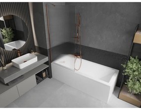 Mexen Next, vaňová zástena 1-krídlová 80 x 150 cm, fixné krídlo, 6 mm sklo s pruhmi, ružové zlato profil, 895-080-000-00-09-60