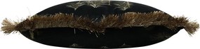 Čierny zamatový vankúš s palmami a třásňovitým lemom - 45 * 45 * 10cm