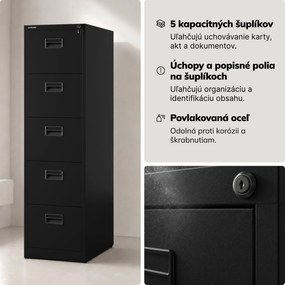 Kovová kartotéková skriňa čierna: SARA V5, 460 x 1625,5 x 600 mm